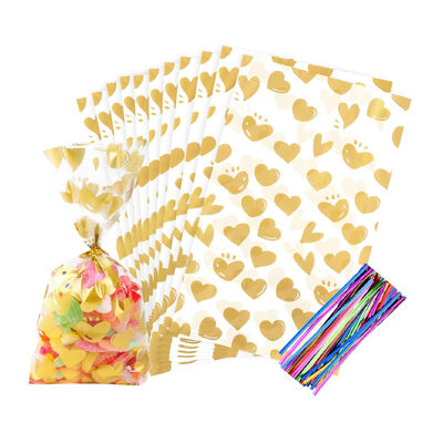 कस्टम मुद्रित उपहार लपेटें सेलो सेलोफेन पार्टी ट्रीट बैग पक्ष स्पष्ट कैंडी कुकी प्लास्टिक पॉली गुडी भंडारण बैग